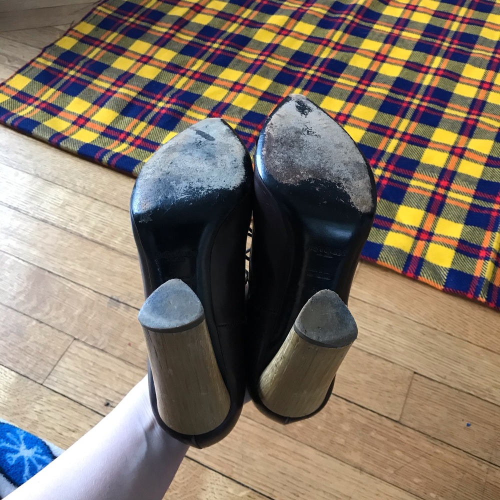 Yves Saint Laurent Oxford Wooden Block Heels Black - Picture 6 of 8